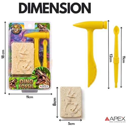 Image of APEX Dino Fossil Excavation Kit for Kids | Dinosaur Fossil Digging Toy with Excavation Tools | Educational STEM Learning Paleontology Set for Boys & Girls | DIY Dino Dig Adventure Game