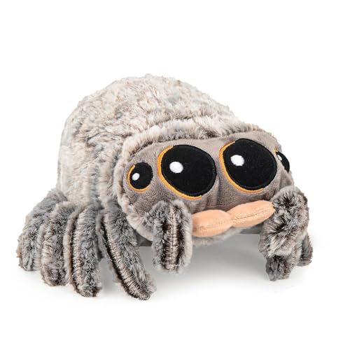 CelestiMingle Peluche de aranha: Lustre de 8,2 polegadas, macio e realista, com olhos grandes, ideal para Halloween, Natal e aniversário, ideal para crianças e adultos (B)