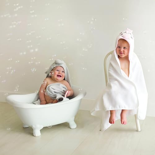 Image of Stephan Baby Hooded Towel - 100% Cotton with Fun Animal Design for Infants and Toddlers, 31 inch Square, Elephant Pink