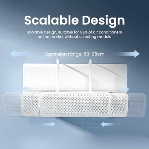 Image of HASTHIP Plastic Air Conditioner Deflector 22-32 inches Retractable Wind Deflector Adjustable Angle Design Universal Hanging Air Conditioner Wind Deflector for Room Bedroom Office
