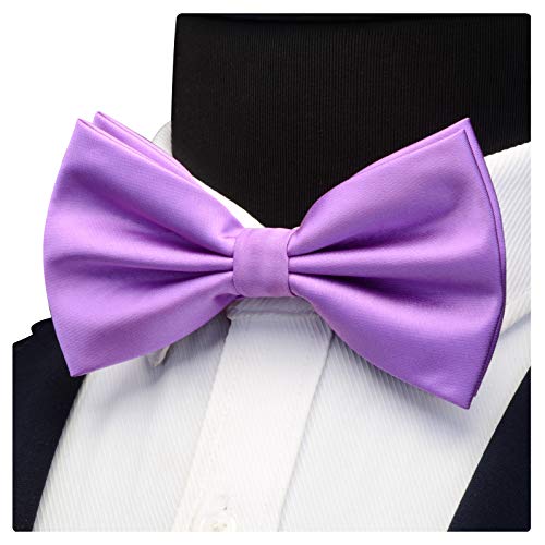 Image of GUSLESON Men's 3-pc Solid Color Bow Tie Gift Set - Double‑Fold Pre-Tied Bow Tie, Pocket Square, Cufflinks - Wedding Formal Party