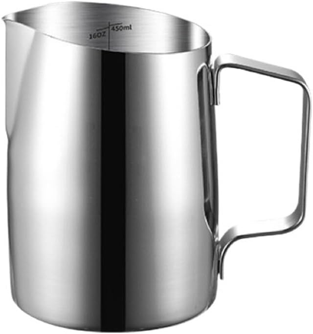 450ML Coffee Pitcher Stainless Steel Milk Frothing Jug Mugs Espresso Barista Craft(Black 450ml)