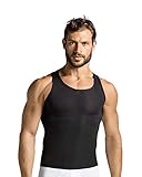 Strafft die Brust LEO Bauchweg Shapewear Kompressionsshirt für Herren - Ärmelloses Funktionsshirt/Sportunterhemd für Herren-Schwarz-XL