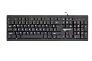 amazon basics Wired Multimedia Keyboard with 107 Keys, USB 2.0 Interface, for Gaming PC, Computer, Laptop, Mac
