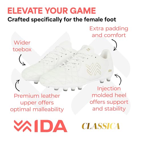 IDA Classica Women’s Soccer Cleats, Classic Minimalist Soccer Cleats for Women, Football Boot for Firm and Artificial Grounds2