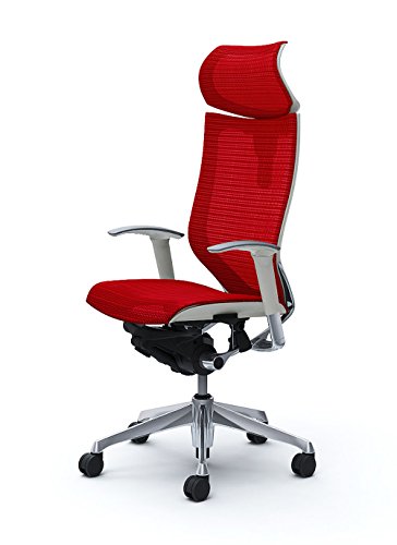 オカムラ オフィスチェア バロン 可動ヘッドレスト 可動肘 座メッシュ レッド CP81AW-FDH9