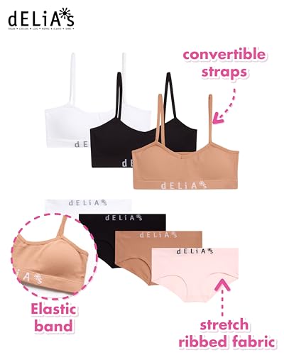dELiA*s Girls Underwear Set - 7 Piece Soft Stretch Seamless Ribbed Training Bra and Hipster Panties (Sizes 7-16)2