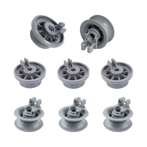 EcoJozon Juego 8 Ruedas Lavavajillas (4 Cesta Superior + 4 Cesta Inferior) – Recambios Lavavajillas Compatible con Bosch Siemens Neff Beko