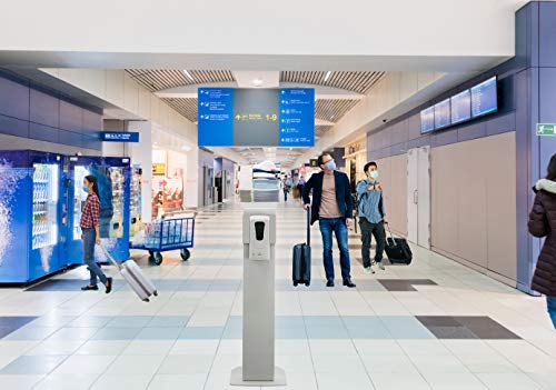 Image of Sanitizing Station Stand- CTA Premium Locking Heavy-Duty Secured Stand with Acrylic Glove, Mask Box & Contactless Soap /Hand Sanitizer Dispenser for Offices, Schools & Public Area, White (SAN-STT1W)