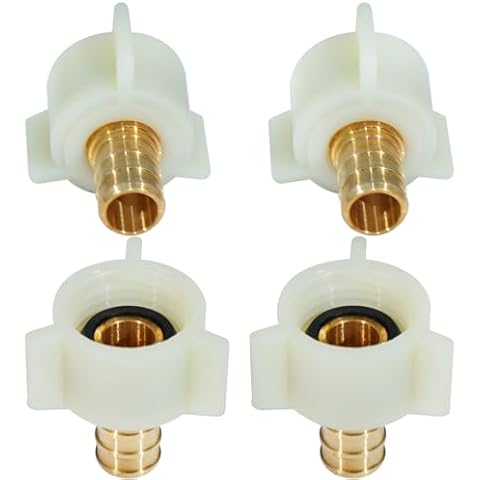 4 Pack PEX Fittings 1/2" x 1/2" PEX Female NPT Threaded Swivel Adapter Brass Crimp Fittings, PEX Plumbing Swivel Fittings, RV PEX Faucet Connector for PEX Tubes Cover