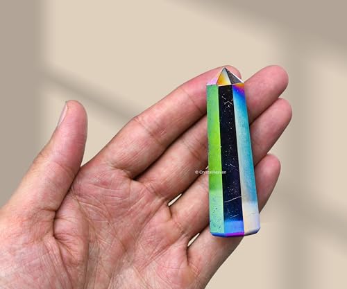 Image of Certified Titanium Aura Quartz Tower Obelisk Point For Chakra