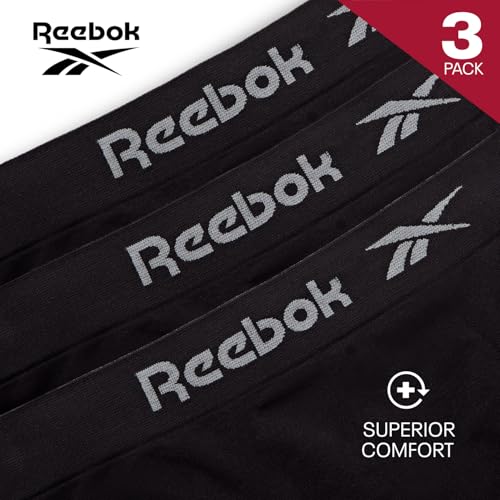 Reebok Dale Boxers for Men | Pack of 3 Seamless Mens Trunks, Breathable & Stretchable Underwear for Men | Multipack Boxer Shorts, Black, S - Image 2