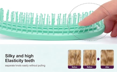 Image of Detangling Hair Brush for Women & Men- Anti Hair Fall Comb for Curly, Wavy & Straight Hair | Hair Straightening Brush, Wet & Dry Styling Brush | Scalp Massager, Frizz Control & Tangle (Mint Green)