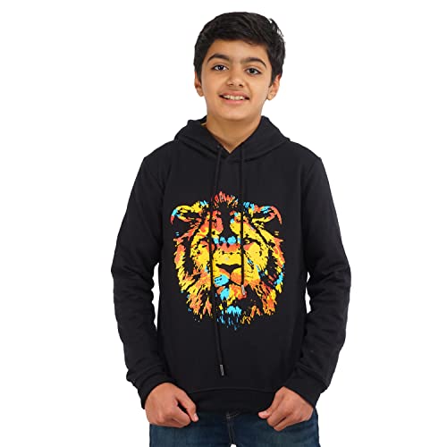 Image of Real Basics Boys Cotton Hooded Neck Hoodie (RB-BoyHood-P1-78-Lion Multicolor 7 Years-8 Years)