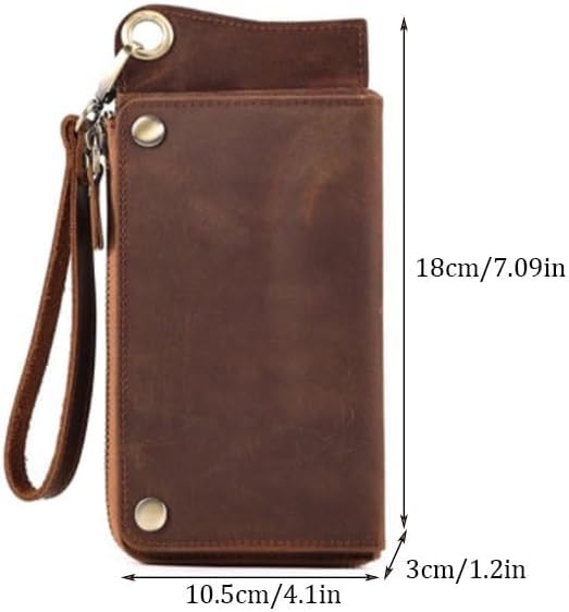 Vintage Genuine Leather Business Wallet for Men Money Clip Slim Front Pocket Design (Brown,18 * 10.5 * 3cm)3