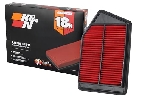 K&N Engine Air Filter: Long Life 18 000 Mile Replacement Air Filter: Compatible with 2013-2020 Honda/Acura L4 (Accord Spirior TLX) KNA-2498
