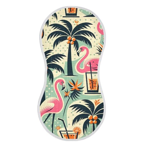 Muslin Burp Cloth for Baby 1PC Tropical Trees Flamingos Drinks Super Absorbent Burping Cloths, Bibs for Newborn Boys Girls