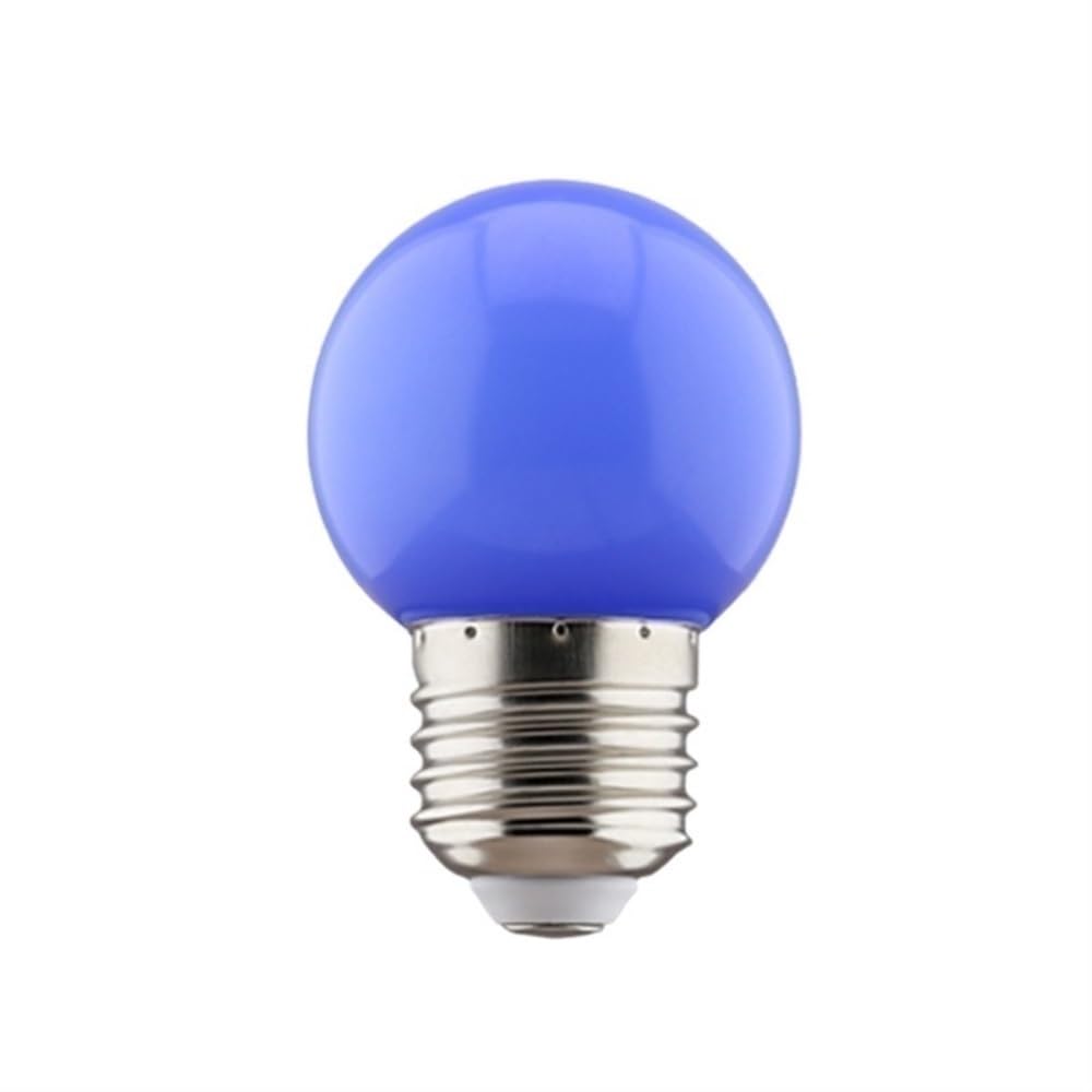 RZL Lighting, Lot de 50 ampoules LED en polycarbonate, ampoule de couleur AC220 V G45 E27, lumière décorative rouge, jaune, bleu, vert, blanc, 5 couleurs(Blue light)
