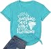 Calvin&Sally Cute Mint Green Letter Print Graphic Tee for Women, Funny Sayings Shirt, Sarcastic Tees, X-Large, Short Sleeve, Collarless, Modern, Casual, Women's T-Shirt