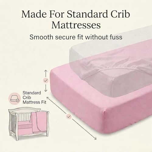 Image of EVERYDAY KIDS 4 Pc Crib Bedding for Girls Nursery Set Includes Baby Bed Quilt, Fitted Sheet, Dust Ruffle and Diaper Stacker- Nursery Bedding Set - Baby Crib Bedding Set in Pink