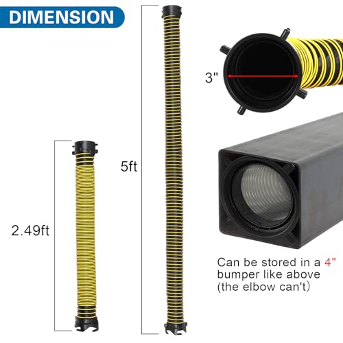 Image of 5FT RV Sewer Hose Extension Camper Sewer Hose Extension with Caps | EXTREME Heavy Duty 24 Mil, TPE Material, Abrasion Resistance and Crush Protection, Yellow