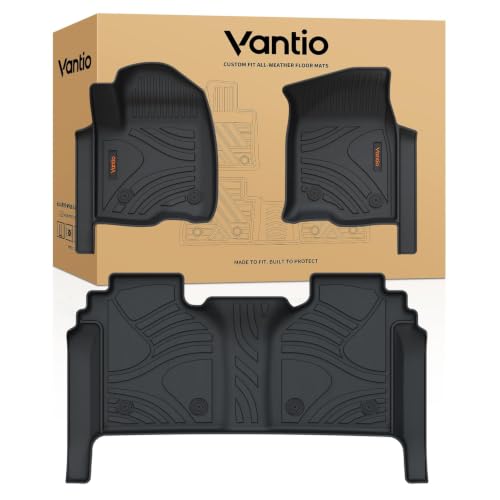 Image of Floor Mats for 2019-2026 Chevy Silverado 1500 /GMC Sierra 1500 & 2020-2026 2500HD 3500HD Crew Cab, Bucket Seats with Rear Storage, Custom Fit TPE All Weather Floor Liners
