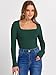 ANRABESS Long Sleeve Shirts for Women Square Neck Tops Ribbed Knit Slim Fit Basic Tee Going Out Fall Fashion Clothing Deep Green Small