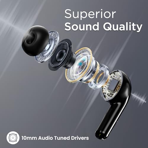 Image of FLiX (Beetel T16 Nitro Buds True Wireless in Ear, Bluetooth v5.3(Quick Paring), 10mm Super Bass Drivers, IPX4 Rated, Dual Mic, Touch Controls, 50hrs Playback, AI Voice Assistant (XTW-T16)(Black /Grey)