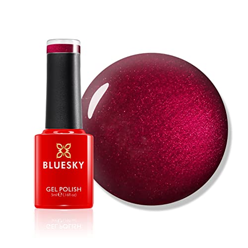 Bluesky Gel Nail Polish, Bansko, Mini, AW2016, Red, Shimmer, Long Lasting, Chip Resistant, 5 ml Requires Drying Under UV LED Lamp