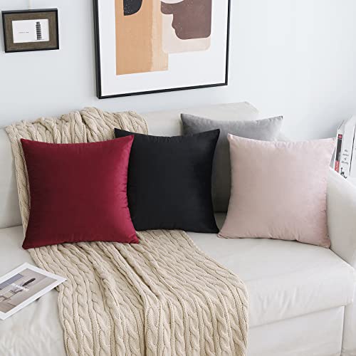 MIULEE Set of 4 Velvet Cushion Covers Soft Decorative Square Throw Pillow Cover Luxury Pillowcases for Livingroom Sofa Bedroom with Invisible Zipper 40cm x 40cm,16x16 Inches Blue Series - Image 4