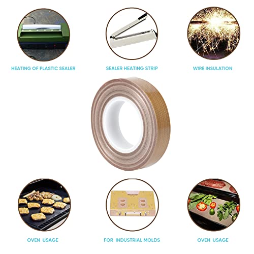 Image of PTFE Coated Fiberglass Telfon Tape,high Temperature Tape;Drying Mechanical Conveyor Belt; Welding Sealing Tape; -196℃ - +300℃ (Brown5, 13mm x 12yards x 0.18mm)