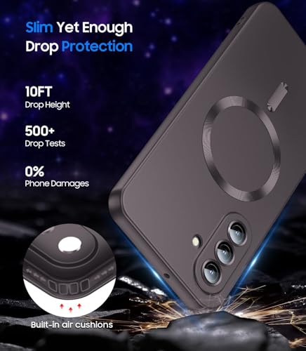Image of DIZORO Samsung A36 Case, Compatible with Mag Safe Back Cover, Matte Luxury Metallic Luster Flexible TPU Wireless Charging Shockproof Case with Camera Protector Lens (Coffee)