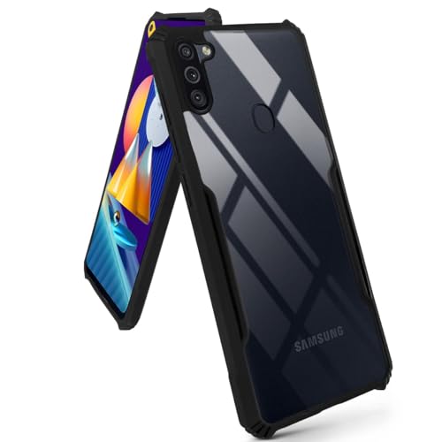 Image of Jkobi Back Cover Case for Samsung Galaxy M11 (Shockproof Polycarbonate Clear Panel | Professional Black)