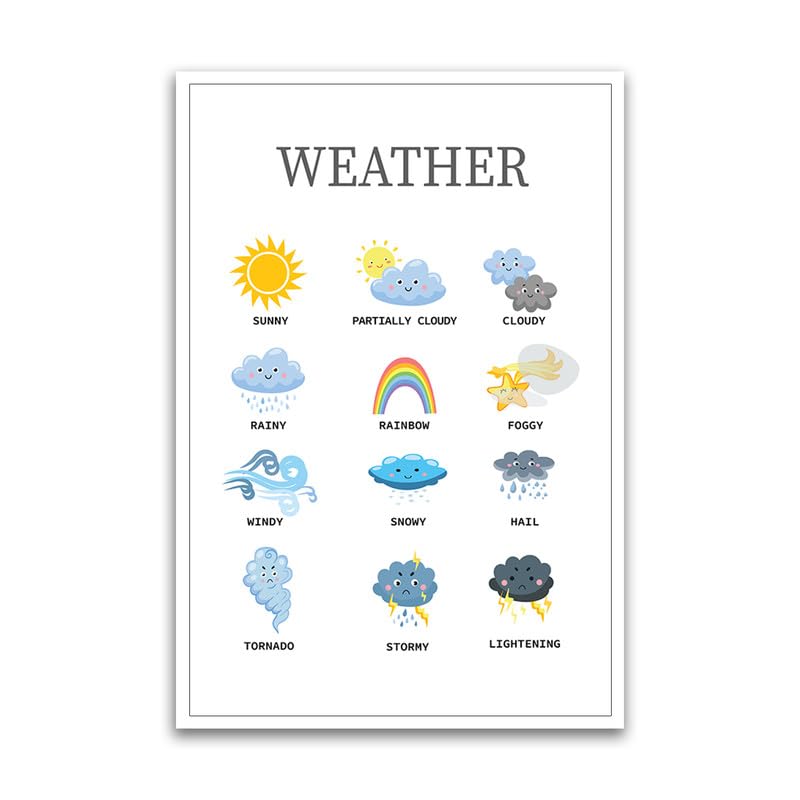 Weather Poster - Educational Chart To Learn About The Weather - 12 x 18 Inch Premium Gloss Poster - For Classrooms Dorms And Home Decor - Made in USA - FHJP217