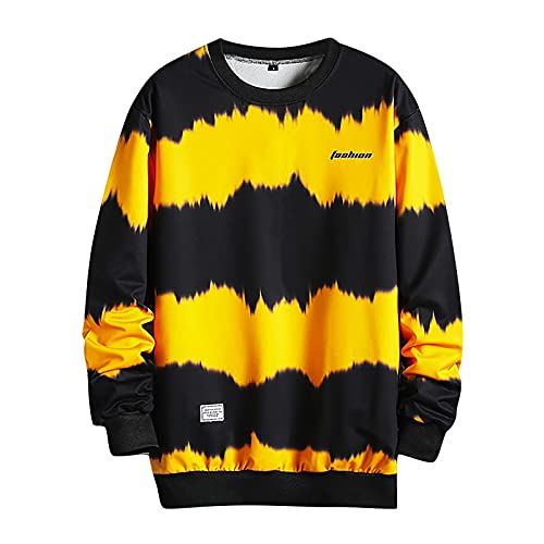 Ymosrh Mens Trendy Hoodie Men's New Stripe Autumn Blouse Casual Fashion Long Sleeve Top Shirt Pullover Hoodie