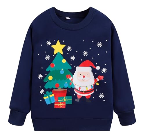 RETSUGO Toddler Little Boys 100% Cotton Crewneck Sweatshirts Long Sleeve Shirt Pullover Sweater Kid Fall Clothes 2-7 Years