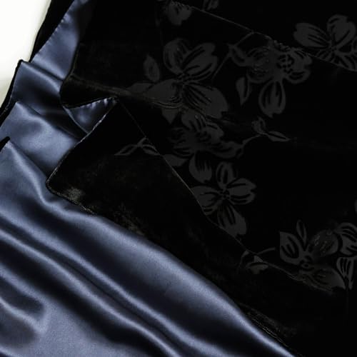 Silk Base Burn-out Velvet Scarf, Silk Lining, 70" Lenth x14 Width, Flora, Black/Dark Gray4