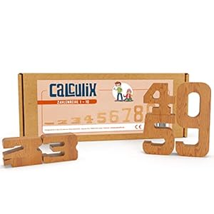 CALCULIX Massieve basisset, 10-delige cijferbouwstenen, FSC houten bouwstenen, educatief spel, Montessori speelgoed, gemaakt in de EU, alleen beschermd met natuurlijke plantaardige olie, spelenderwijs wiskunde, cijfers en 1 x 1 leren