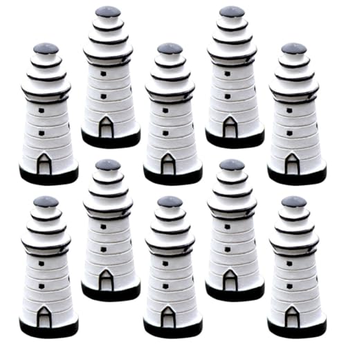 HEANUJJ Resin Mini Lighthouse Decor Micro Landscape Ornaments for Garden Desk Terrace Living Room Sea Theme DIY Craft Accessories