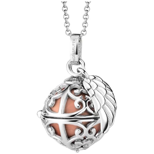 Engelsrufer Damen Halskette aus Sterling Silber mit Klangkugel Anhänger Silber in der Größe XS mit roséfarbener Klangkugel Karabinerverschluss nickelfrei Größe: 45+5 cm ERN-ER23-16-XS