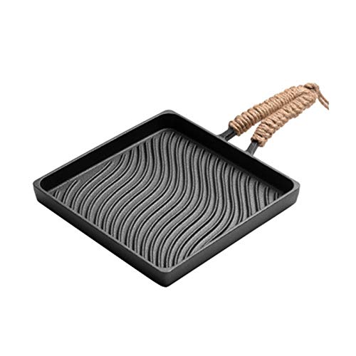OOMRNV Sartén Plancha Antiadherente Dura Plancha Cuadrada Sartén Cuadrada para Filetes, Asar, Pan,Noir-22cm