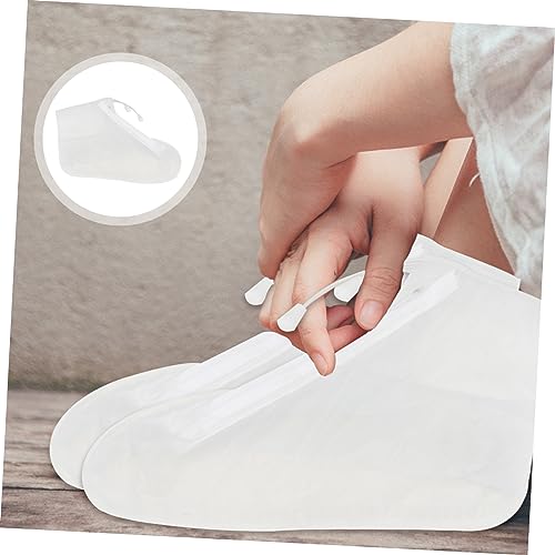 Holibanna par de cubre zapatos antideslizantes impermeables para exterior PVC Blanco XL miniatura 3