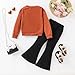 Vitalique Toddler Kid Girl Outftis Clothes 6 7 T Sweatshirt Flared Pants Little Princess Fall Winter Clothing Sets Brown (6-7T)