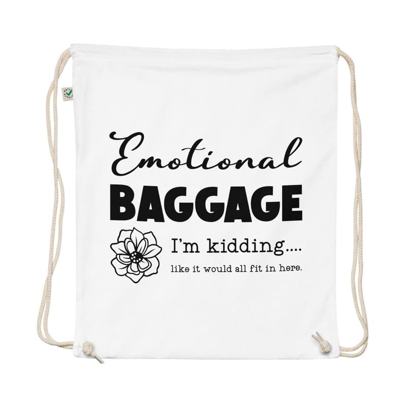 Organic cotton drawstring bag, emotional baggage (red