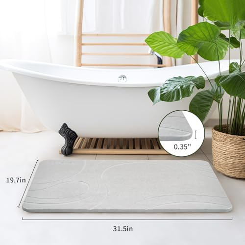 Super Absorbent Diatomite Stone Bath Mat for Bathroom (Light Gray, Extra Large)