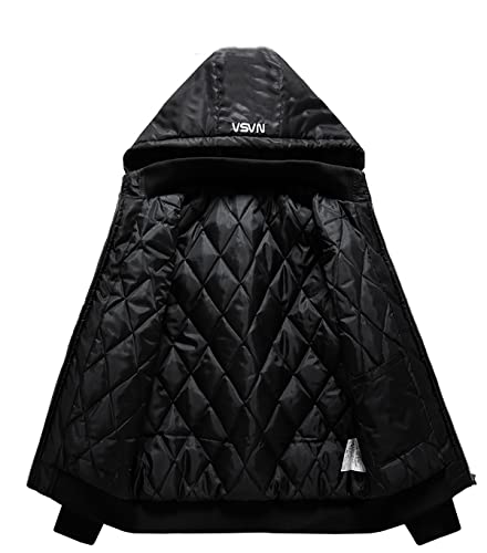 Image of CORIRESHA Winter Men's NASA Bomber Jacket Stand-Up Collar Hooded Thickened Embroidered Zipper-Up Jacket