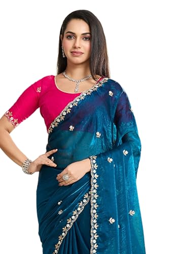 Image of Women's Chiffon Saree with Unstitched Blouse Piece