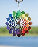 Kinetic 3D Metal Outdoor Garden Decor Wind Spinner (Rainbow Flower)