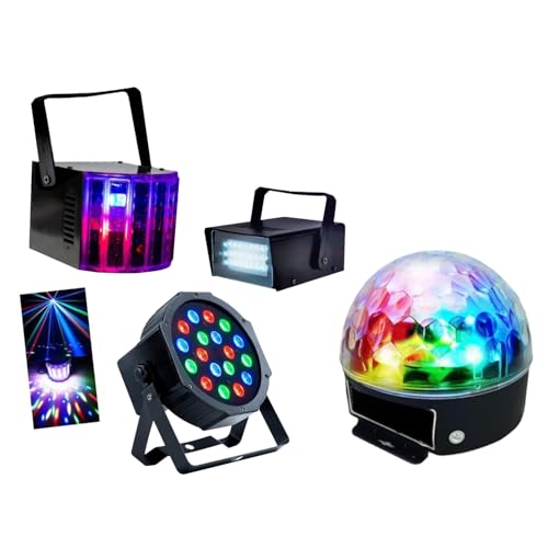 Party - PACK DE 4 JEUX DE LUMIERE Dj DERBY - STROBOSCOPE - PROJECTEUR - ASTRO - BAR CLUB DISCO SOIREE PA SONO ANNIVERSAIRE CADEAUX