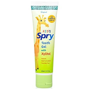Spry Natural Xylitol Toothpaste for Baby, Toddler and Kids Age 3 Months and Up – Fluoride Free Tooth Gel, Tasty, Support Development of Emerging Teeth, Original 2 Fl Oz (Pack of 1)
